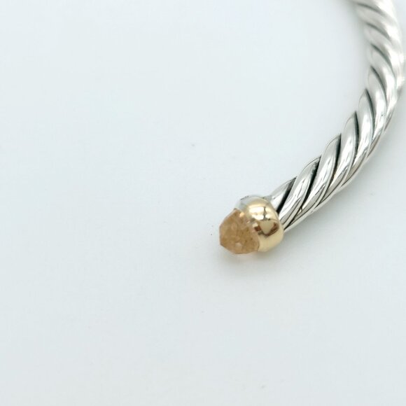 David Yurman Sterling Silver & 14k Gold 4mm Flex Morganite Cable Bracelet 7inch - Picture 4 of 9